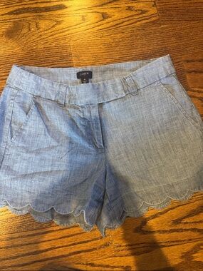 J. Crew Light Blue Scalloped Hem Shorts